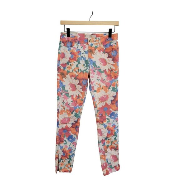 Zara Multicolor Flloral Mid-Rise Skinny Jeans 6 Pants - Picture 1 of 8